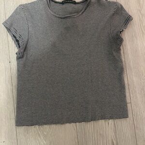 Brandy Melville Black and White Striped Crop Top baby tee